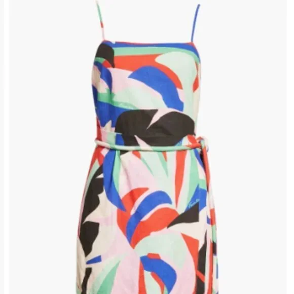 Farm Rio Monstera‎ Leaf Linen Blend Sundress